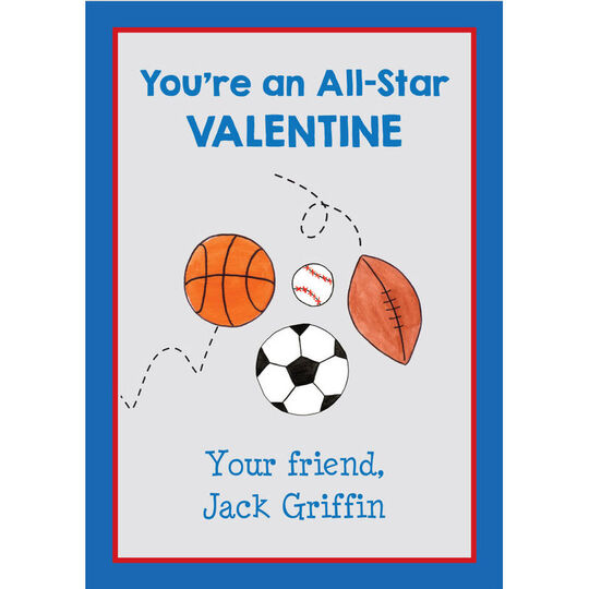 Sports Fan Valentine Exchange Cards